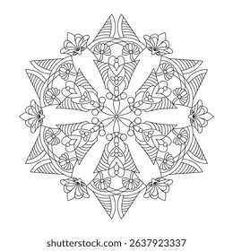 Jubilating Mandala template Coloring Book Page. Easy Mandala Coloring Book Pages for Adults to Relax, Experiences Give Relief. Resizeable Vector File