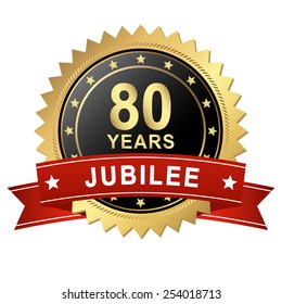 Jubilee Button with Banner - 80 YEARS