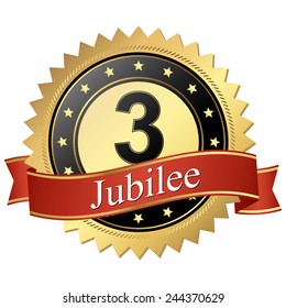 Jubilee button with banners 3 years