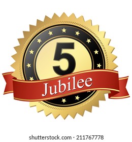 Jubilee button with banners 5 years