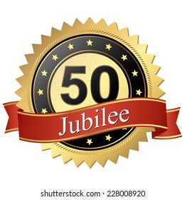 Jubilee button with banners 50 years