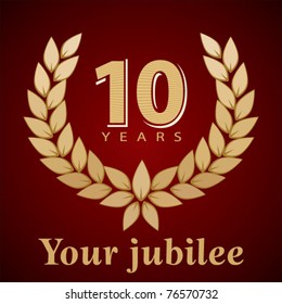 Jubilee, golden laurel wreath 10 years