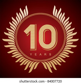 Jubilee, golden laurel wreath 10 years