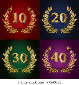 Jubilee, golden laurel wreath 10 years, 20 years, 30 years, 40 years