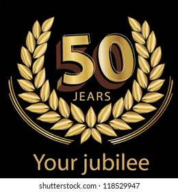 Jubilee Golden Laurel Wreath 50 Years Stock Vector (Royalty Free ...