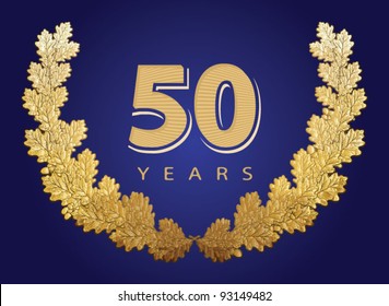 Jubilee, golden laurel wreath of oak leaves 50 years