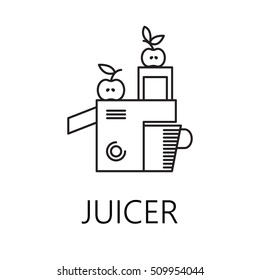 Jucer line icon. Vector symbol on the topic of home electronic devices. Black minimalist element for design of website, company's visit card, logo an etc. Juicer vector icon eps 10. 