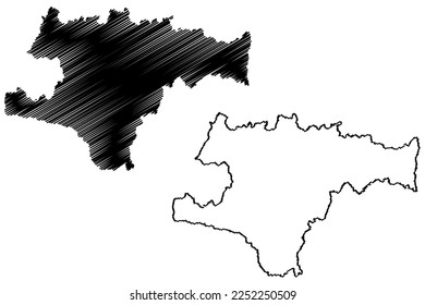 Jucurucu municipality (Bahia state, Municipalities of Brazil, Federative Republic of Brazil) map vector illustration, scribble sketch Jucuruçu map