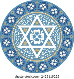 Judaica art round  plate ornament