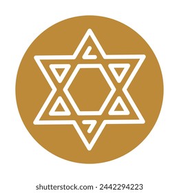 Judaism black icon. Religion isolated element. Digital illustration for web page, mobile app, promo.