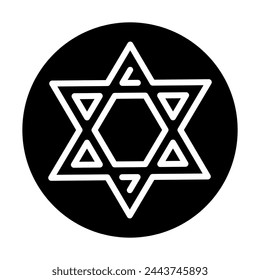 Judaism black icon. Religion isolated element. Digital illustration for web page, mobile app, promo.