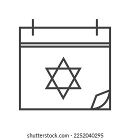 Judaism calendar symbolic linear icon