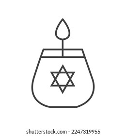 Judaism candle symbolic linear icon