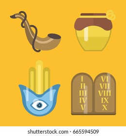 Judaism church traditional symbols isolated hanukkah religious synagogue passover hebrew jew vector illustration.