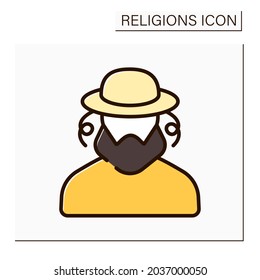 Judaism color icon. Representative of Jewish family. Ethnoreligious group and nation. Religion concept. Isolated vector illustration