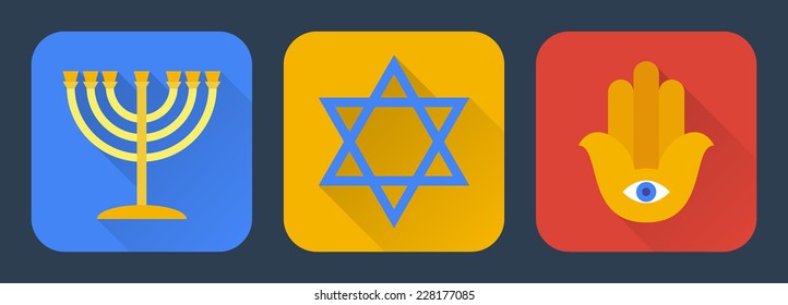Judaism flat set.Vector illustration