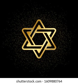 Judaism gold icon. Vector illustration of golden particle background.. Spiritual concept vector illustration
