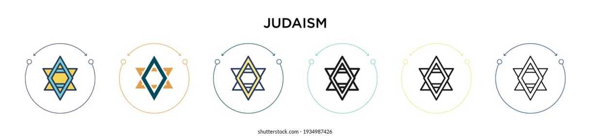 Judaism icon in filled, thin line, outline and stroke style. Vector illustration of two colored and black judaism vector icons designs can be used for mobile, ui, web