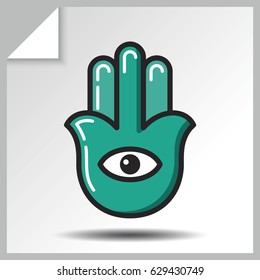 Judaism icon - Hamsa. Vector Isolated flat colorful illustration.