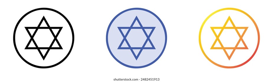 Judaism icon. Linear, Blue Fill and Gradient Style Design Isolated On White Background