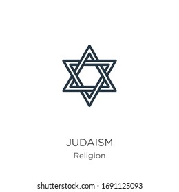 Judaism icon. Thin linear judaism outline icon isolated on white background from religion collection. Line vector sign, symbol for web and mobile