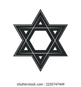 Judaism icon. Vintage Star of David icon isolated on white background. Vector illustration