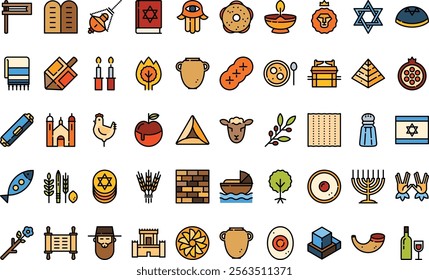 Judaism icons High-Quality Vector Icons Collection with Editable Stroke. Ideal for Professional and Creative Projects.