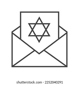 Judaism letter symbolic linear icon