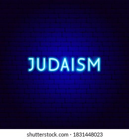 Judaism Neon Text. Vector Illustration of Jewish Promotion.
