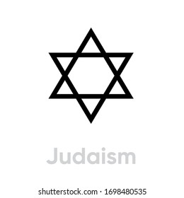 Judaism Religion icon. Editable line vector. The ancient symbol is the six-pointed star of David, the seal of King Solomon, the God of Israel. Single pictogram.