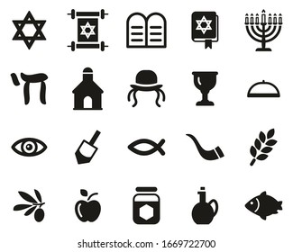 Judaism Religion & Religious Items Icons Black & White Set Big