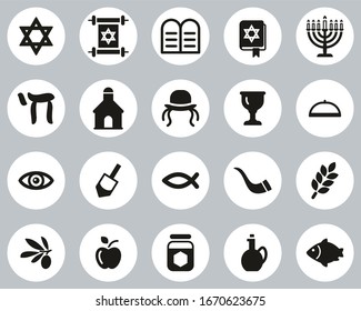 Judaism Religion & Religious Items Icons Black & White Flat Design Circle Set Big