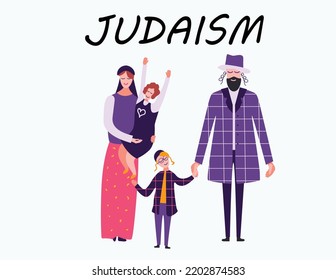 judaism religion traditional family character illustration.