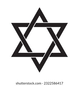 Judaism religious symbol, vector illustration, black on white background