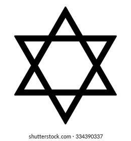 Judaism Star - Religion symbol for israel as black shape isolated on white background