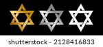 Judaism vector icon in gold silver and white colors.