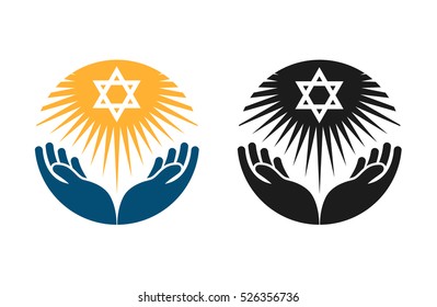 Judaism vector logo. Star of David or Religion icon