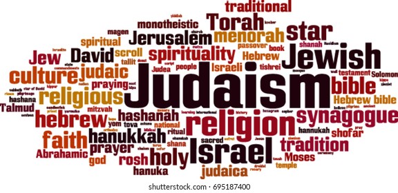 Judaism word cloud concept. Vector illustration