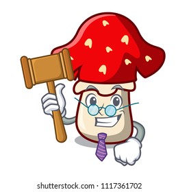 Judge amanita mushroom mascot cartoon
