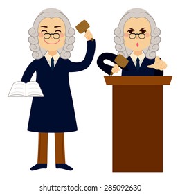 Judge applying law standing and using hammer