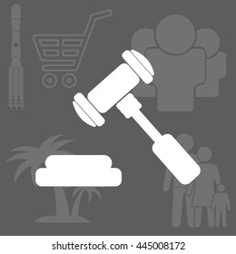 judge or auction hammer icon