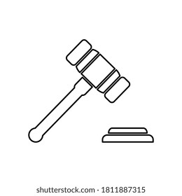 Judge or Auction Hammer Icon, Flat Design