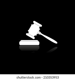 judge or auction hammer icon with shadow