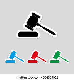 judge or auction hammer icon - vector