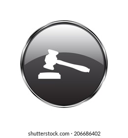 judge or auction hammer icon  - vector button