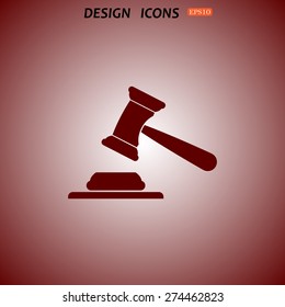 judge or auction hammer. icon. vector design