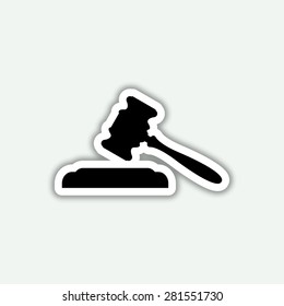 judge or auction hammer icon - vector sticker