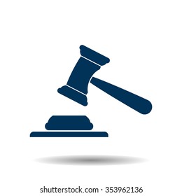 judge or auction hammer icon, vector illustration. Flat design style