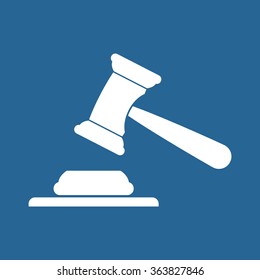 judge or auction hammer icon, vector illustration. Flat design style