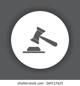 judge or auction hammer icon, vector illustration. Flat design style